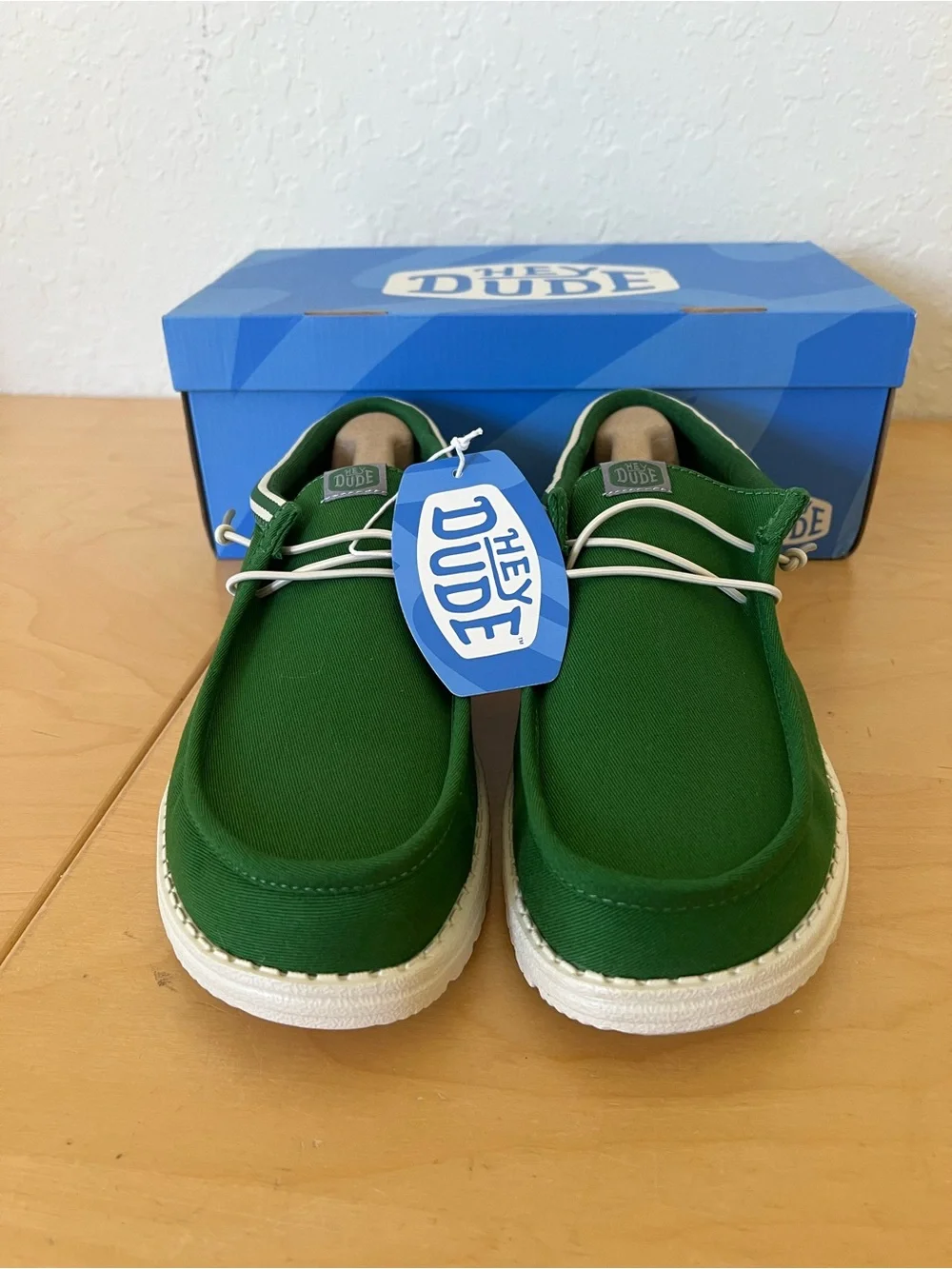 Hey Dude Green Canvas Boat Shoes for Men
